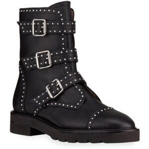 Stuart Weitzman Women’s Jesse Lift Studded Buckle Leather Boots (9)